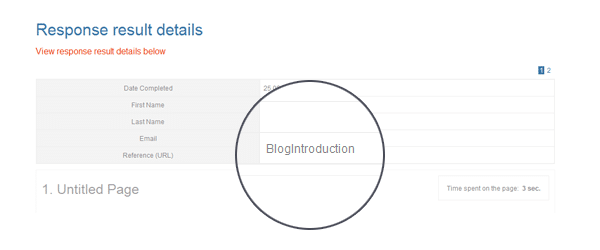 Survey response result details for custom referrer