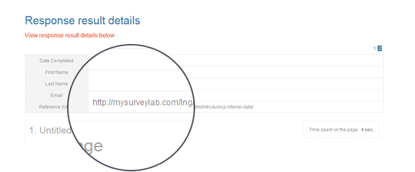 Survey response result details for default referrer