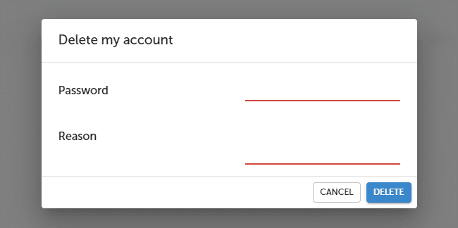 Account deletion confirmation