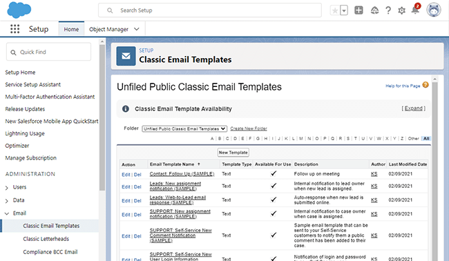 Salesforce email templates