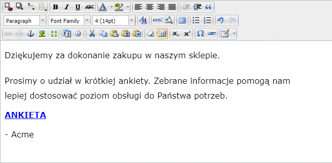 Edycja szablonu email SalesManago