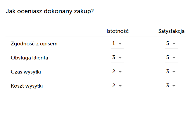 Macierzowe menu typ pytania