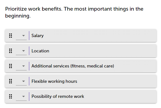 Ranking question example