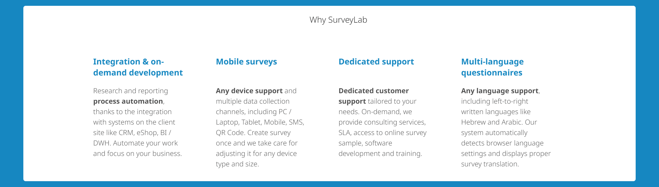SurveyLab's features