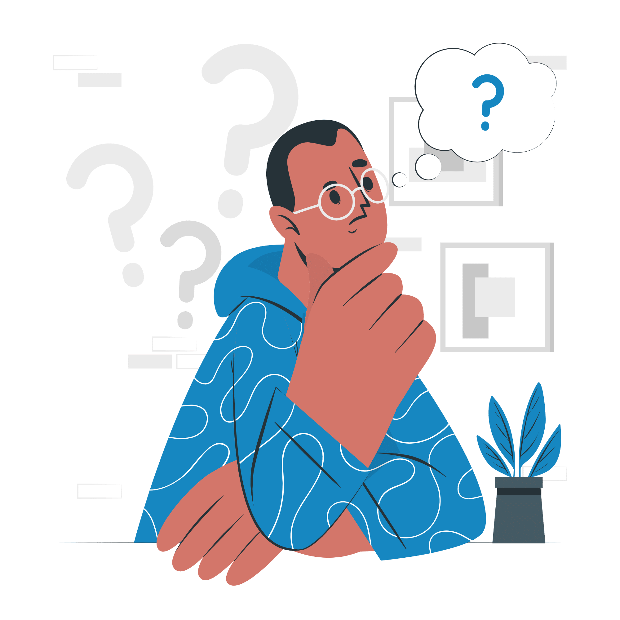 a man thinking about a question