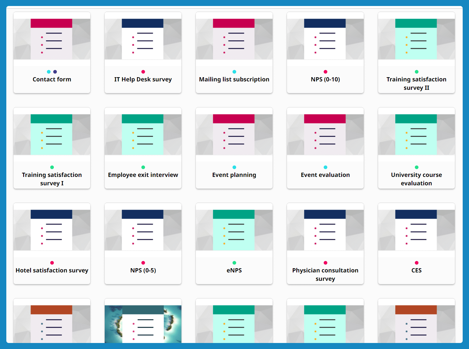 Surveylab's question types gallery