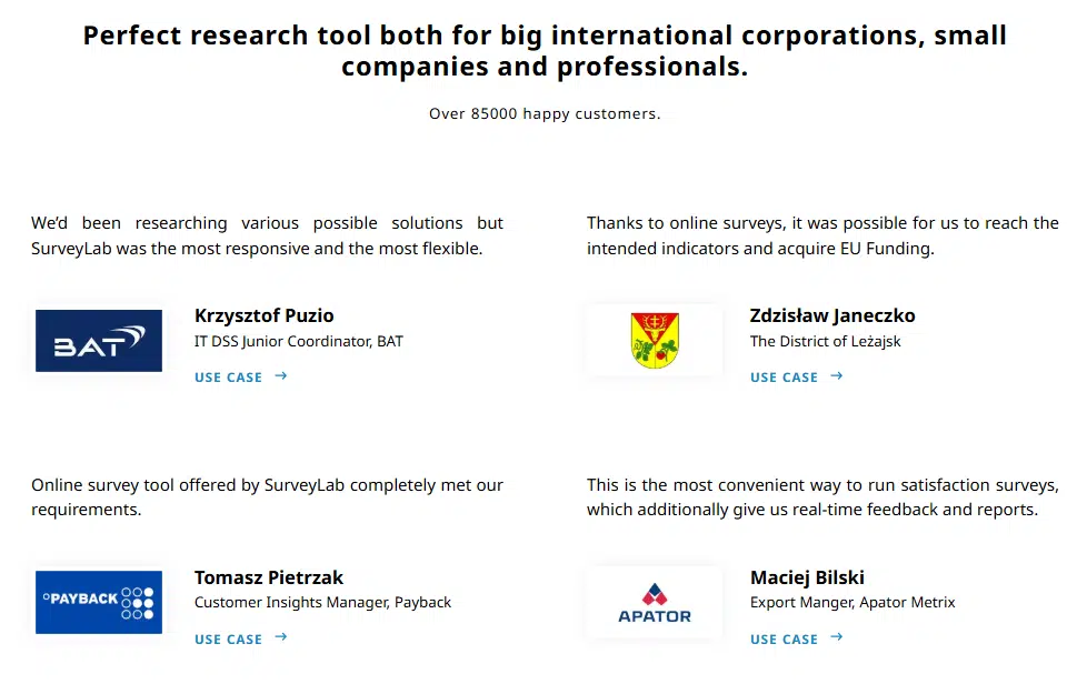 SurveyLab testimonials