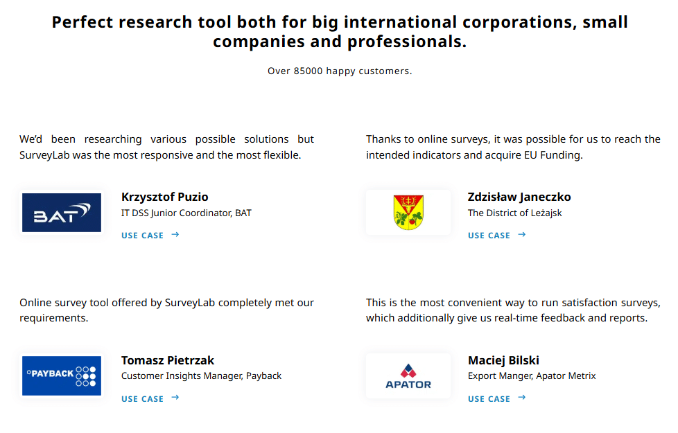 SurveyLab testimonials 