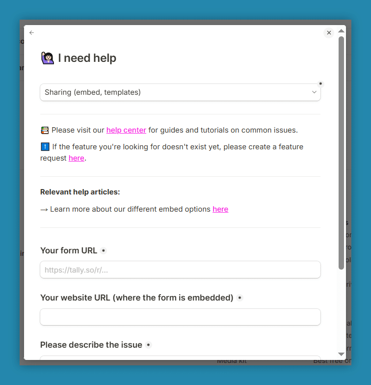 Tally's customer support overview flow step 3