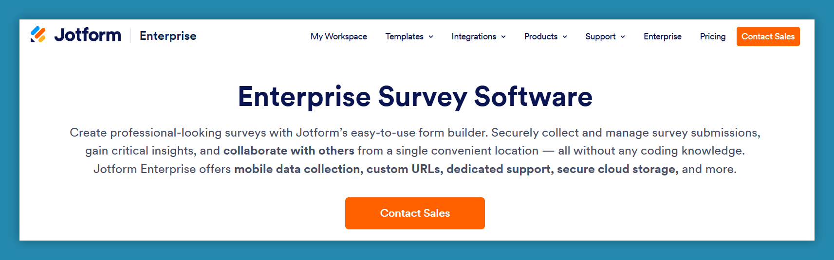 Enterprise survey software example: Jotform