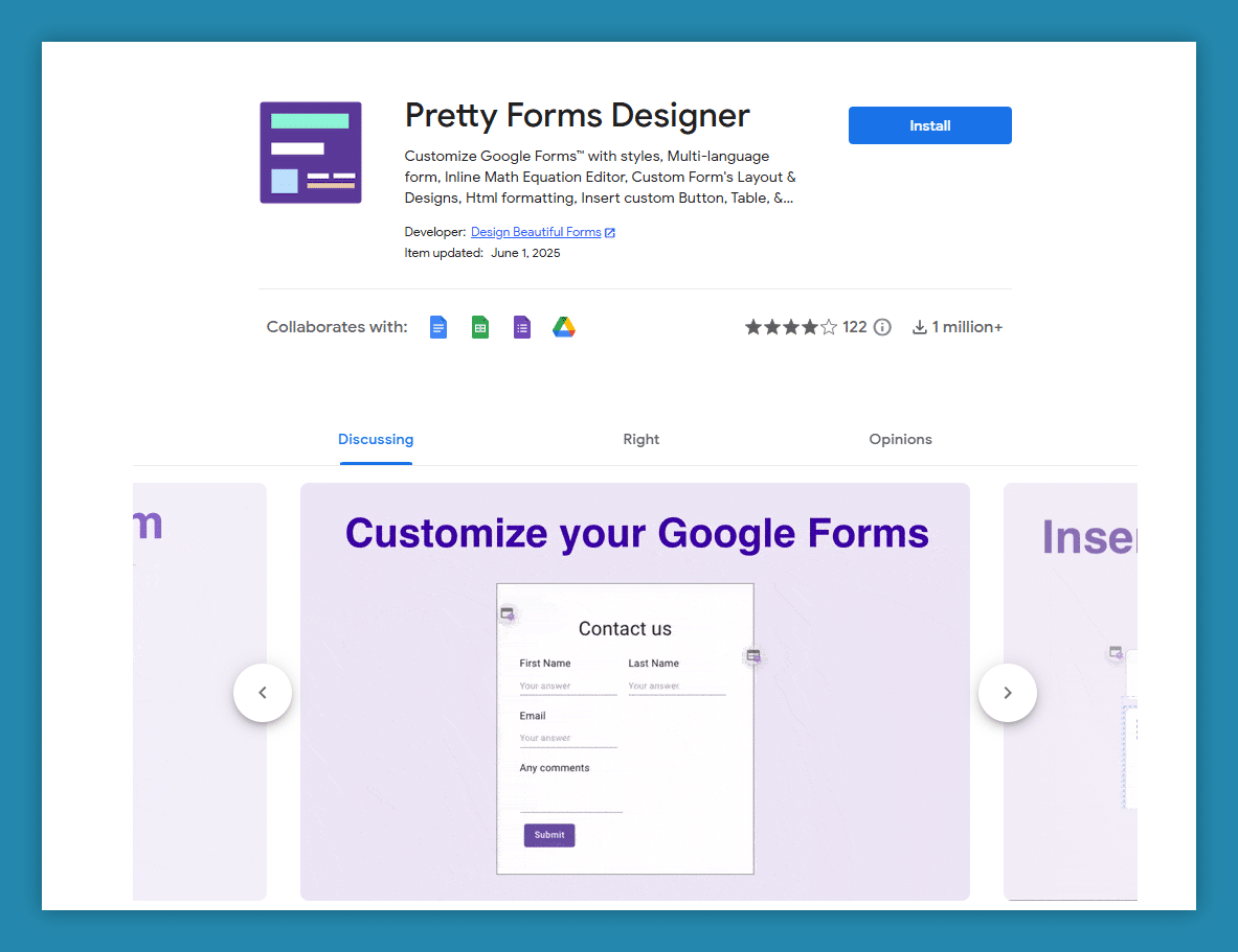 professional looking form creator - pretty forms designer - integrated google add on