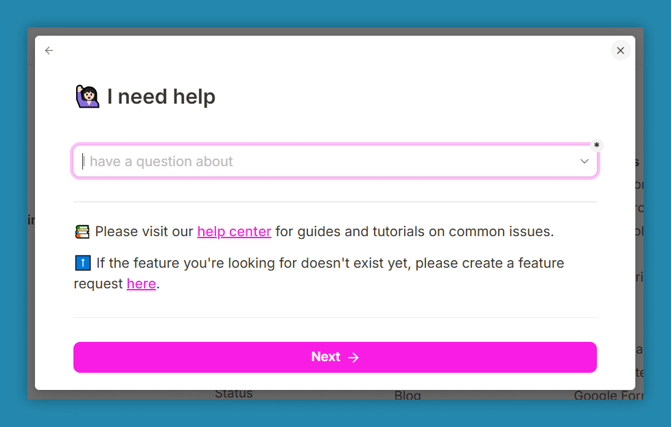 Tally's customer support overview flow step 2