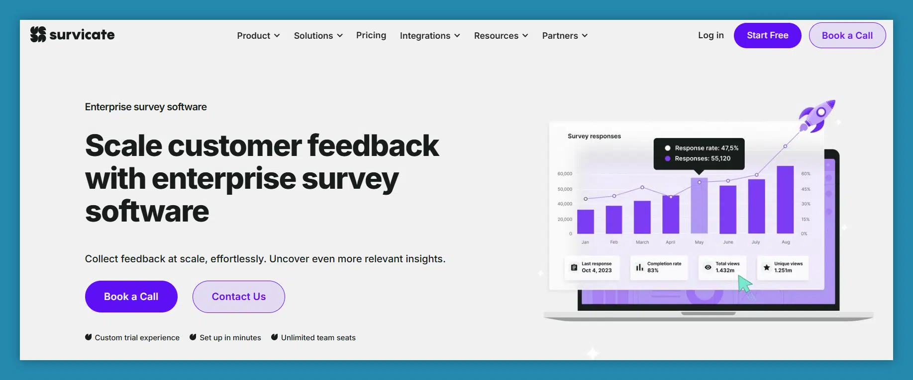 Enterprise survey software example: Survicate with deep analysis features