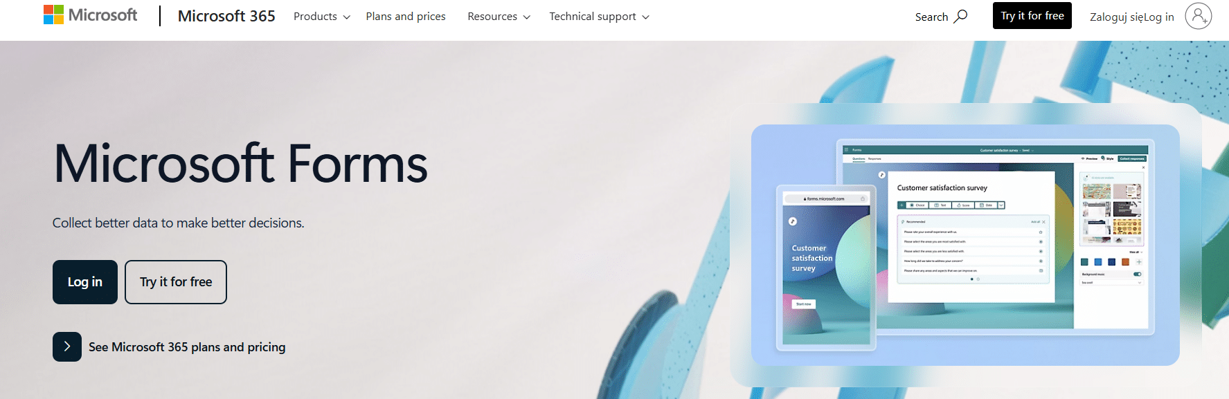 Microsoft Forms features an online form builder with no advanced analytics