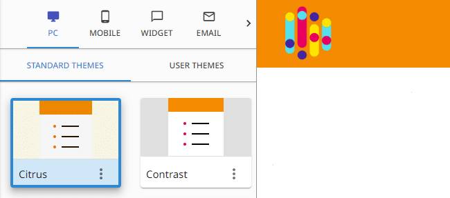 Select theme with SurveyLab