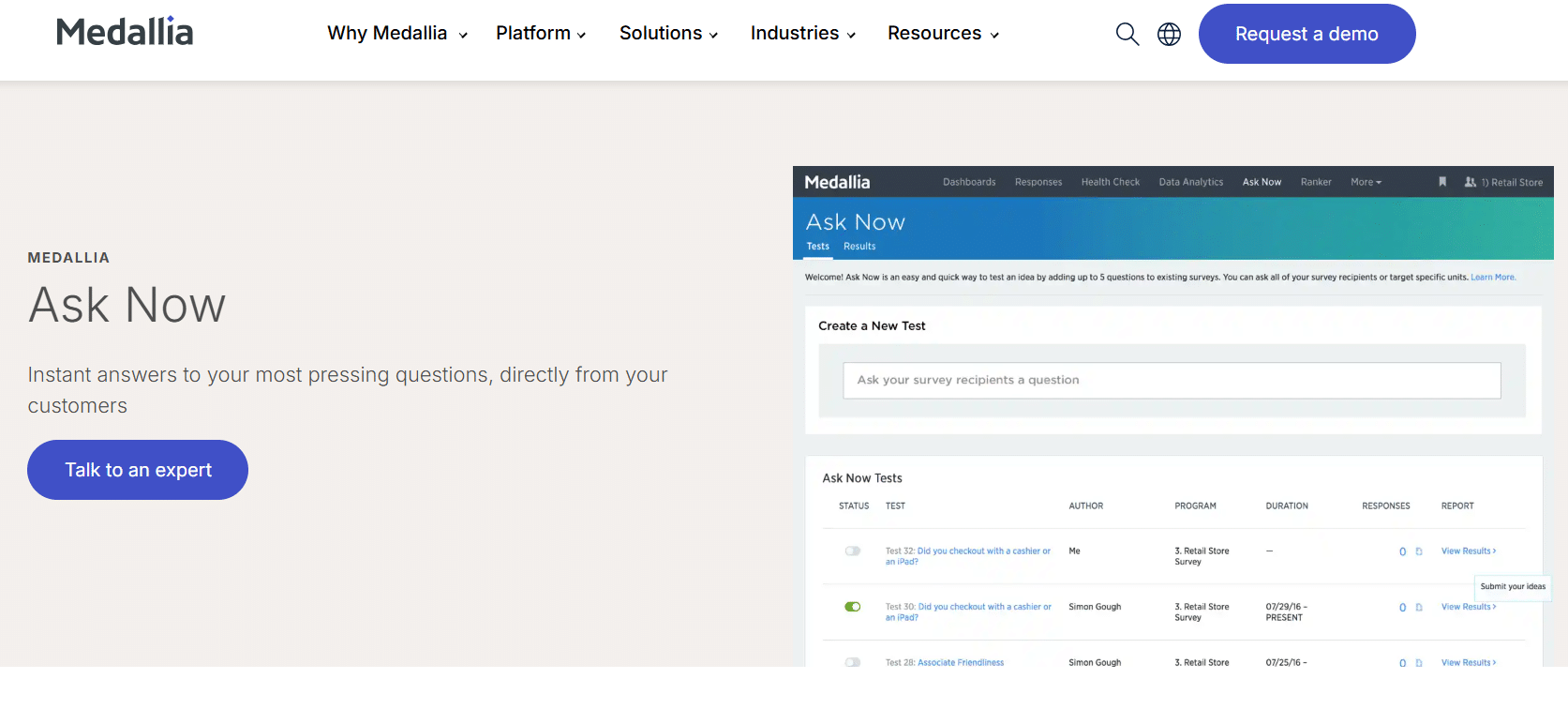 Medallia survey tool