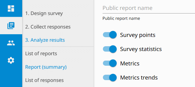Survey report options